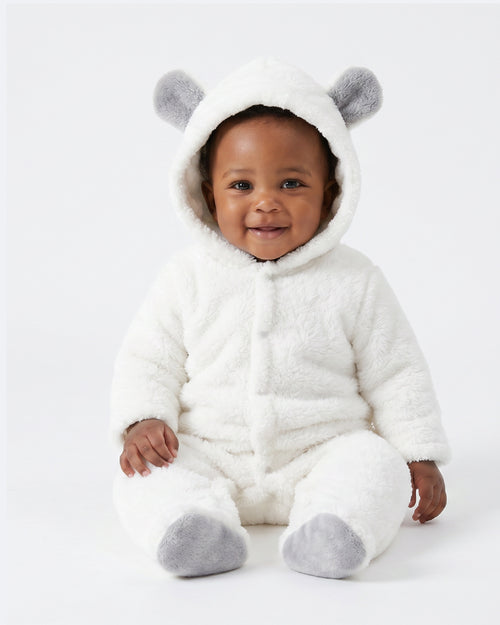 Baby boy cosy bear hood onesie