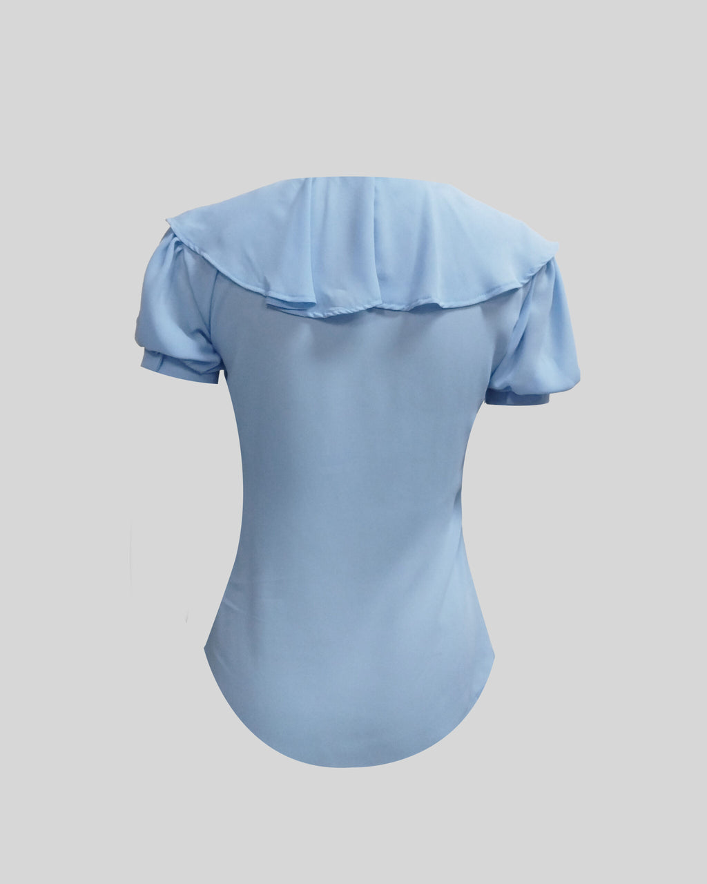B014 - Puff sleeve ruffle neck blouse