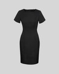 D004 - Short-sleeve high-neck dress