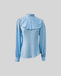 B012 - Puff-sleeve blouse with overlay detail