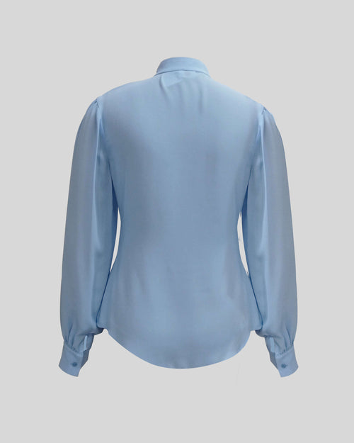 B022  - High-neck blouse with bow detail