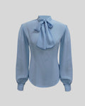 B022  - High-neck blouse with bow detail