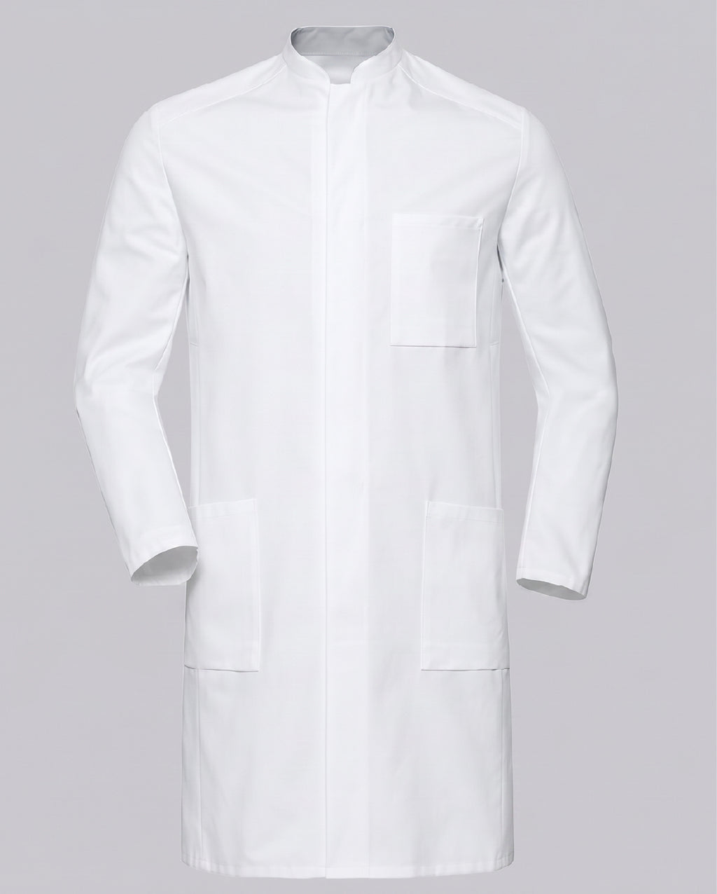 Modern mandarin collar lab coat