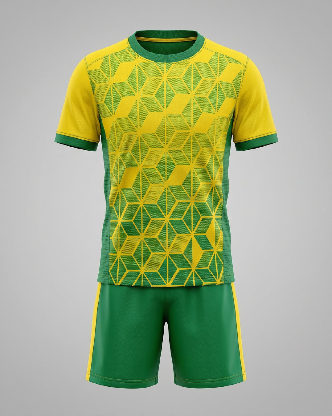 Geometric pattern performance soccer kit – athletic jersey set